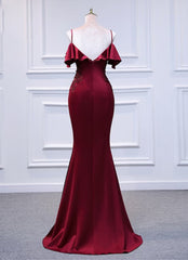 Bodycon Dress, Wine Red Mermaid Sweetheart Straps Long Formal Dress, Wine Red Prom Dress