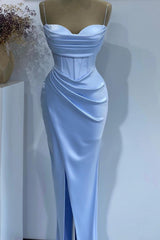 Baby Blue Mermaid Sweetheart Prom -klänning med spaghettiband