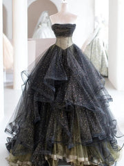 ब्लैक बॉल गाउन लॉन्ग प्रोम ड्रेस, ब्लैक इवनिंग ड्रेस