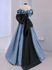Унікальна сукня блакитного випускного вечора з плечового атласного мережива довгі вечірні сукні