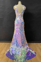 Party Dresses Shop, Mermaid V-Neck Sequined Long Prom Dress