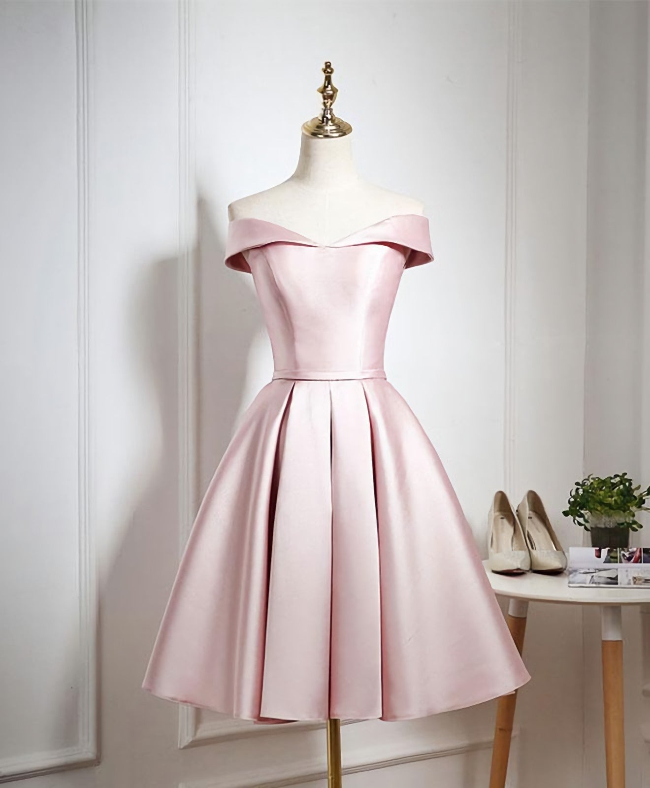 Vacation Dress, Cute Pink A Line Short Prom Dress, Pink Evening Dress