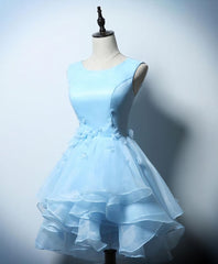 Ethereal Dress, Cute Blue A Line Short Prom Dress, Blue Evening Dress