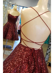 Evening Dresses Fitted, Lace-up Back Burgundy Homecoming Dress