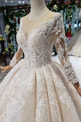 Wedding Dresse Vintage, Gorgeous Long Sleeves Ball Gown Wedding Dresses With Beading Appliques