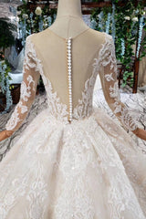 Wedding Dresses Vintag, Gorgeous Long Sleeves Ball Gown Wedding Dresses With Beading Appliques