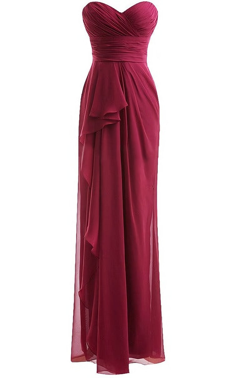 Formal Dress Summer, Classical Burgundy Sweetheart Empire Pleated Floor Length Chiffon Bridesmaid Dresses