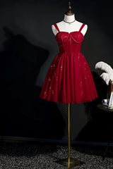 Party Dresses For Over 65S, Elegant Sleeveless Tulle Sequins Short Homecoming Dresses