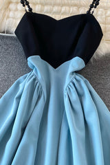 Braids, Blue A-Line Short Dress