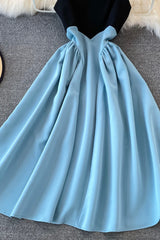 Bridesmaid Dresses Strapless, Blue A-Line Short Dress