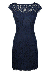 Mismatched Bridesmaid Dress, Classic Navy Blue Lace Short Mother of the Bride Dress