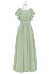 Elegant Dress Classy, Elegant Sage Green Ruffled A-Line Long Bridesmaid Dress