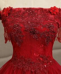Formal Dress Idea, Burgundy Tulle Lace Long Prom Gown Burgundy Tulle Lace Formal Dress