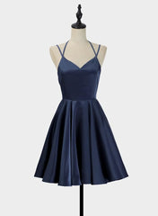 Prom 2030, Simple V Neckline Short Straps Halter Homecoming Dresses, Teen Dress, Summer Dress