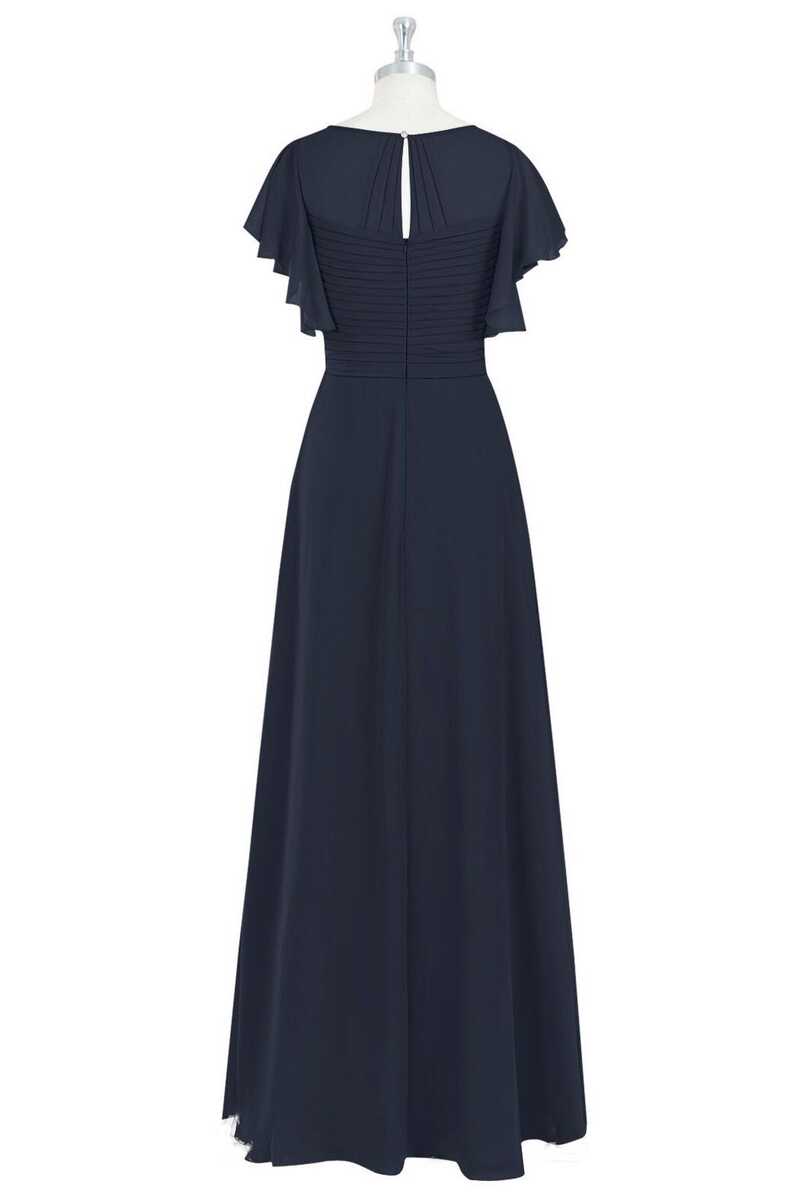 Classy Dress, Black Chiffon Twist-Front Ruffled Long Bridesmaid Dress