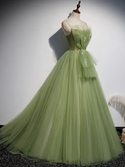 Evening Dress Petite, Green Tulle Long Prom Dress, Green Tulle Formal Dress