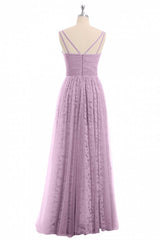 Party Dress Designer, Dusty Purple Chiffon Jacquard V-Neck A-Line Long Bridesmaid Dress