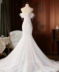 Wedding Dress Shapes, White Sequin Mermaid Long Prom Dress, White Wedding Dress