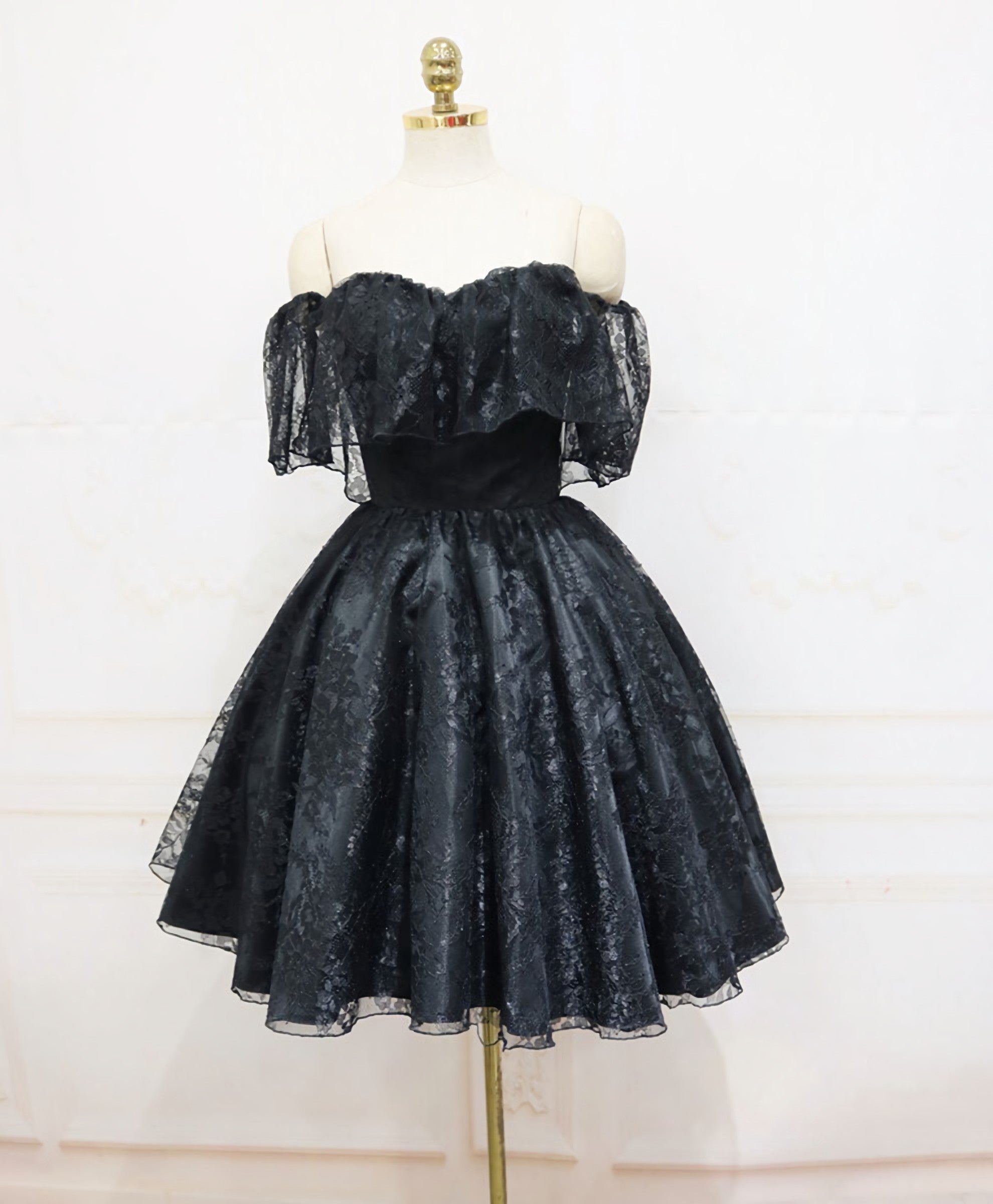 Homecoming Dress Tight, Black Sweetheart Tulle Short Lace Prom Dress, Lace Homecoming Dress