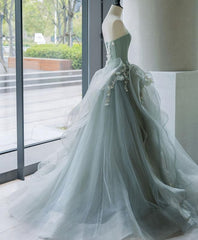 Prom Dresses With Long Sleeves, Unique Tulle Lace Long Prom Gown Tulle Lace Evening Dress