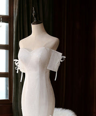 Wedding Dress Shaper, White Sequin Mermaid Long Prom Dress, White Wedding Dress