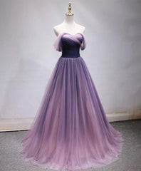 Prom Dresses 2023, Simple Sweetheart Tulle Purple Long Prom Dress, Bridesmaid Dress
