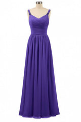 Bridesmaid Dress Long Sleeve, Purple Chiffon Sweetheart Straps A-Line Bridesmaid Dress