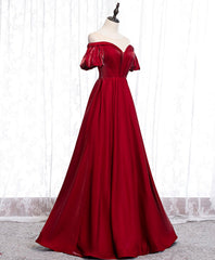Prom Dress Sale, Simple Sweetheart Burgundy Satin Long Prom Dress, Burgundy Evening Dress