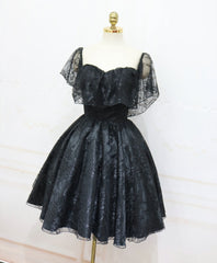 Homecoming Dress Pockets, Black Sweetheart Tulle Short Lace Prom Dress, Lace Homecoming Dress