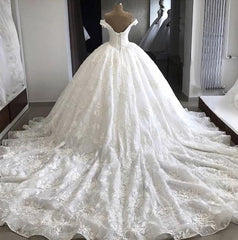 Wedding Dresses, Amazing Off Shoulder Sweetheart Lace Long 2024 Wedding Dresses