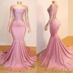 Prom Dress Patterns, Mermaid Long Sleeves Blushing Pink Sweetheart African American Long Prom Dresses 2024