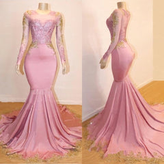 Formal Dress Boutiques Near Me, Mermaid Long Sleeves Blushing Pink Sweetheart African American Long 2024 Prom Dresses
