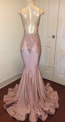 Beach Dress, Sexy Mermaid Dusty Rose Sweetheart Shiny Backless Long Prom Dress 2024