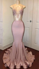 Grad Dress, Sexy Mermaid Dusty Rose Sweetheart Shiny Backless Long Prom Dress 2024