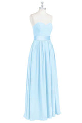 Homecoming Dress Vintage, Light Blue Sweetheart A-Line Bridesmaid Dress with Slit