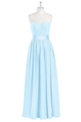 Homecoming Dresses Vintage, Light Blue Sweetheart A-Line Bridesmaid Dress with Slit