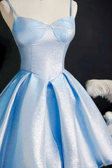 Bridesmaid Dress Blushes, Princess Blue High-Waist A-Line Short Homecoming Dress