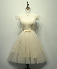 Prom Dress Inspiration, Simple V Neck Tulle Off Shoulder Short Prom Dress, Pink Homecoming Dress