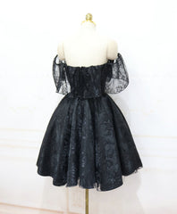 Homecoming Dresses Sparkle, Black Sweetheart Tulle Short Lace Prom Dress, Lace Homecoming Dress