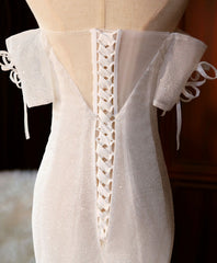Wedding Dresses Boutiques, White Sequin Mermaid Long Prom Dress, White Wedding Dress
