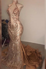 Formal Dress Website, 2024 Mermaid Dusty Rose Halter Long Backless Lace Prom Dresses