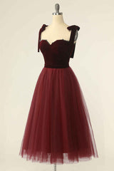 Homecoming Dress Idea, Wine Red Sweetheart Tie-Strap A-Line Short Formal Dress