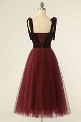 Homecoming Dress Beautiful, Wine Red Sweetheart Tie-Strap A-Line Short Formal Dress