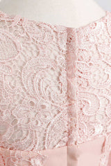 Bridesmaid Dresses Shop, Pink Rhinestone Half Sleeve A-Line Long Mother of the Bride Dress