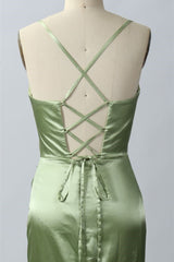 Party Dress Jumpsuit, Elegant Sage Green Mermaid Cowl Neck Long Bridesmaid Dress