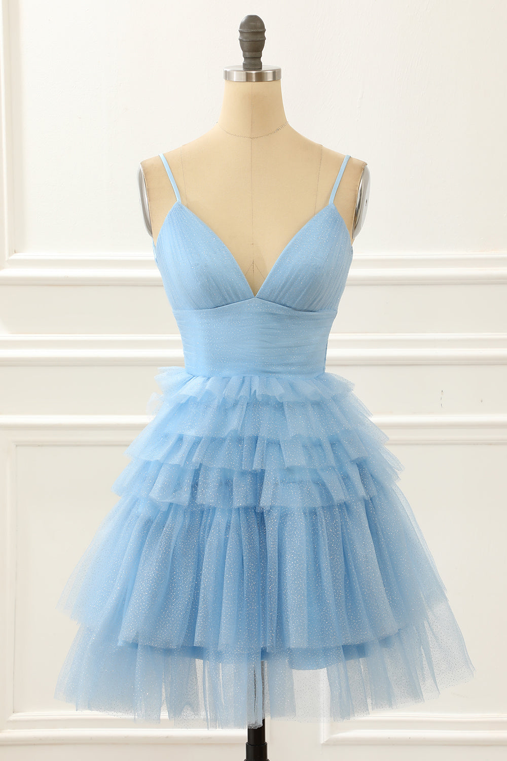 Party Dresses Designer, Light Blue A-line Cute Homecoming Dress with Ruffles