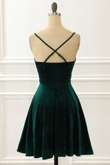 Party Dresses Wedding, Velvet Green Holiday Party Dress