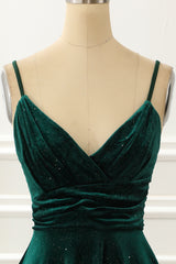 Party Dress Renswoude, Velvet Green Holiday Party Dress