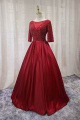 Party Dress Fashion, red a line long formal dress prom dress