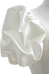 Wedding Dress Country, White V-Neck Satin Long Formal Dress, Wedding Formal Dress